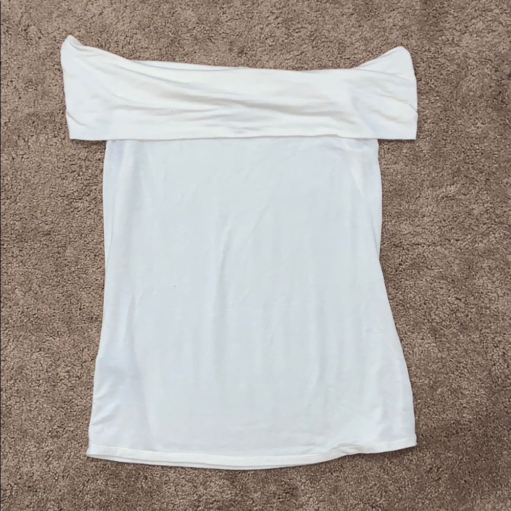 BCBG cream off the shoulder shirt